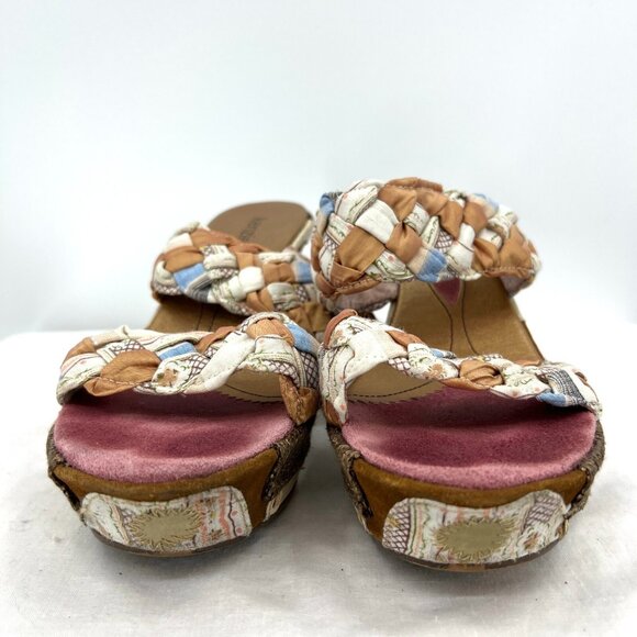 Kenzie Janie Patchwork Fabric Wedge Boho Sandals Women's 10 M - Picture 6 of 9